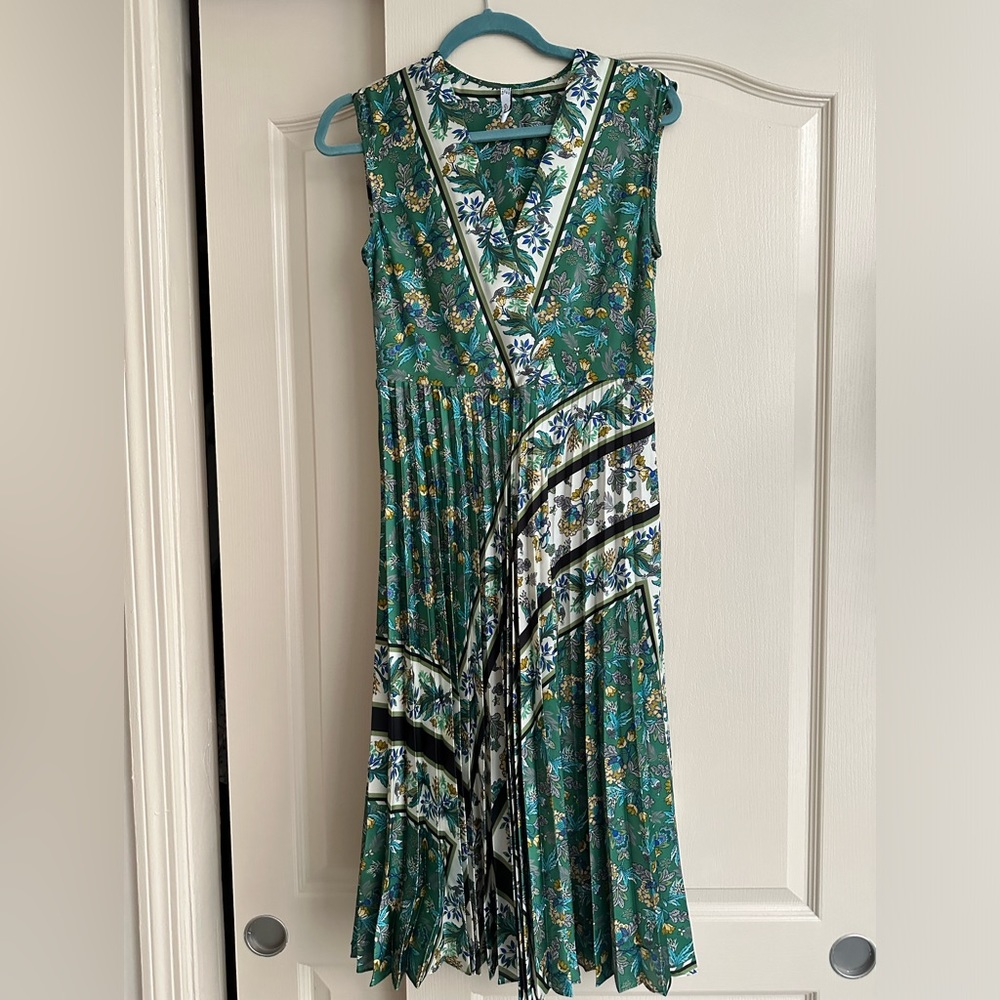 MANGO green floral midi-dress